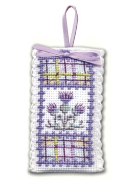SACHET Tartan Thistle. Cross Stitch Kit by Textile Heritage (Made in UK)