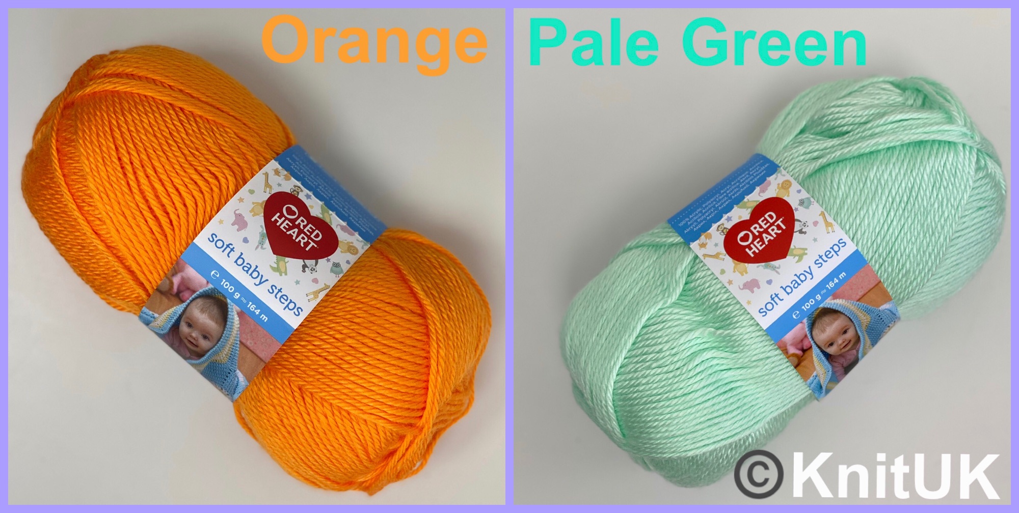 Red Heart Soft Baby Steps orange pale green aran Loom knitting crochet yarn