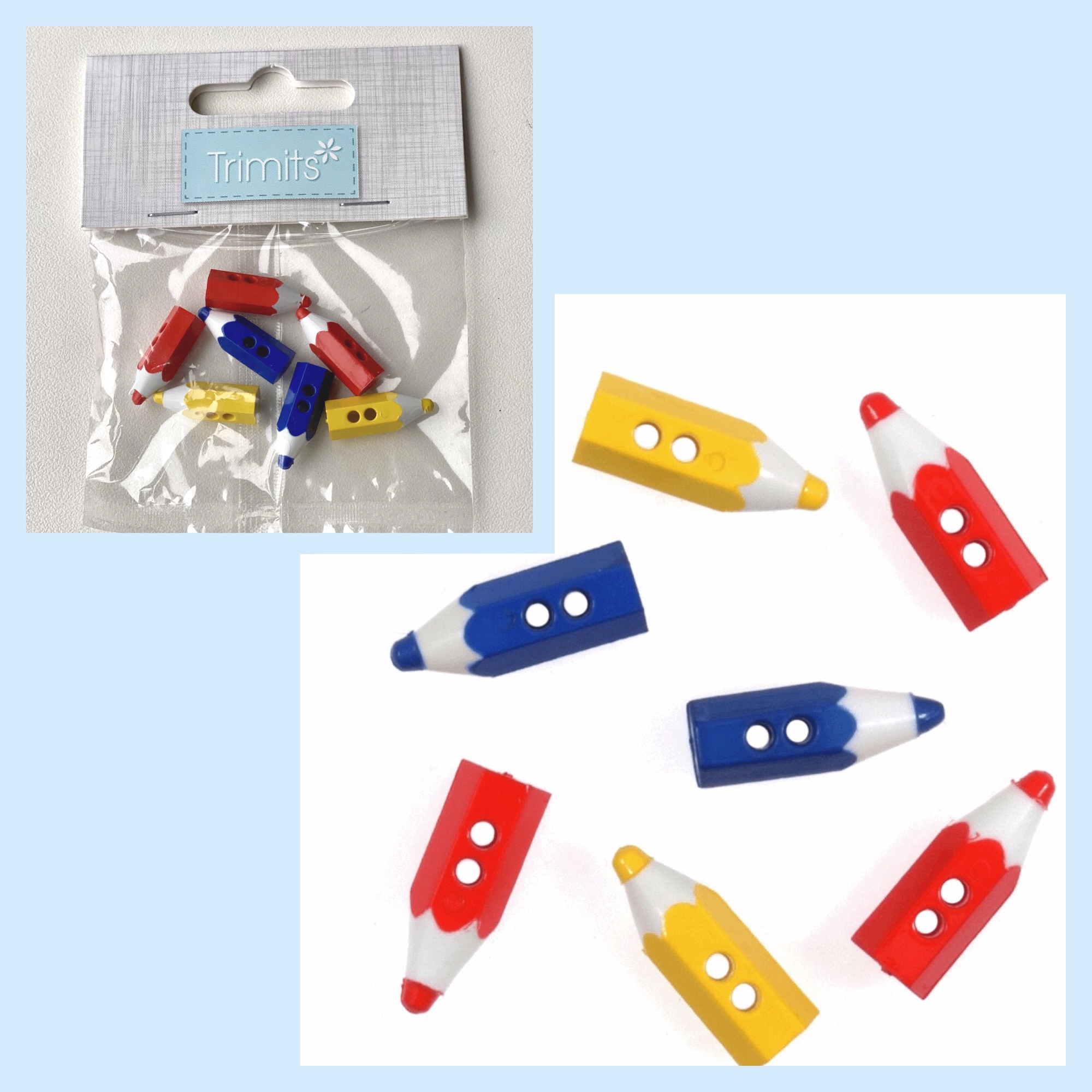 Trimits pencil buttons 7 pack red yellow blue code A