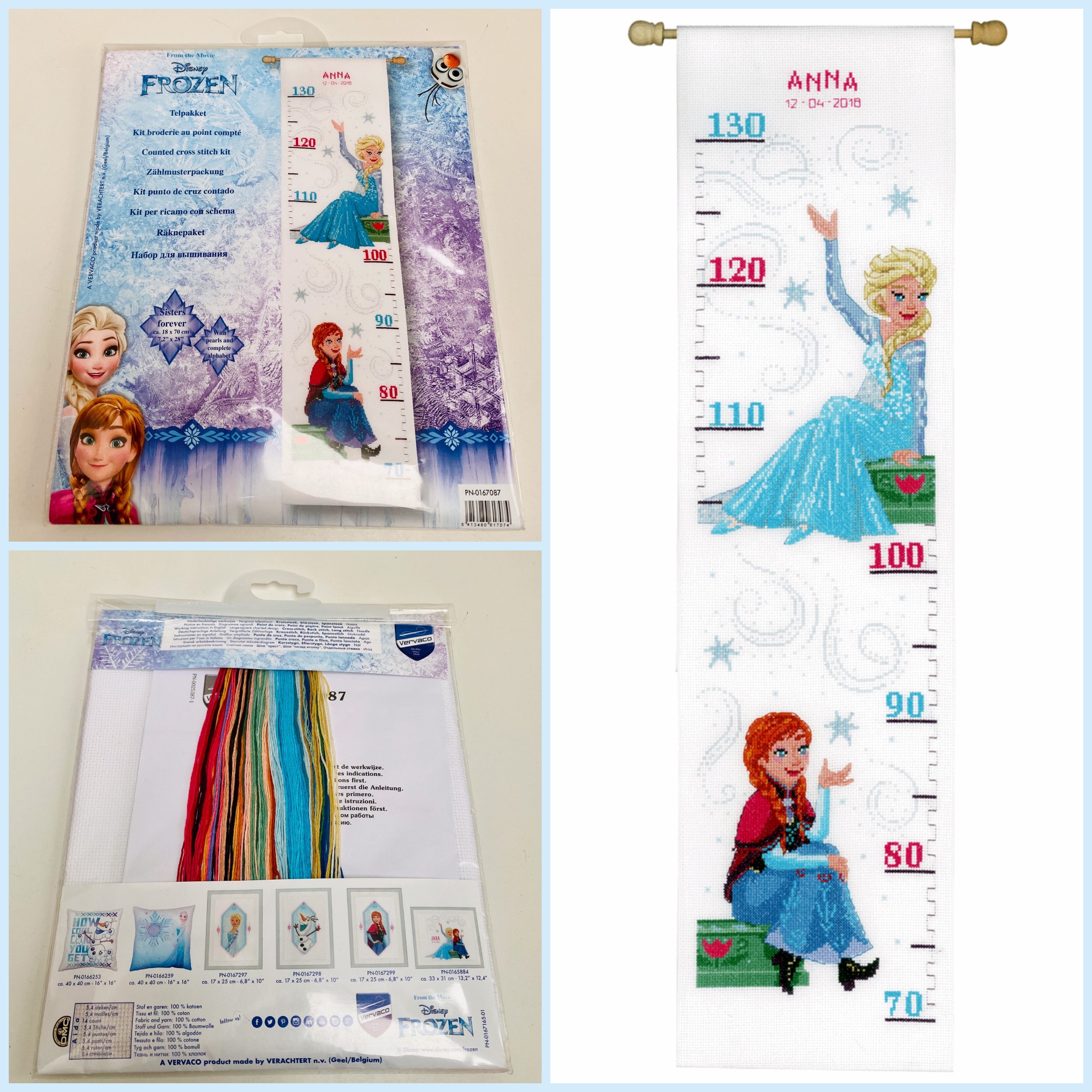 Vervavo cross stitch height chart disney frozen sisters forever anna elsa