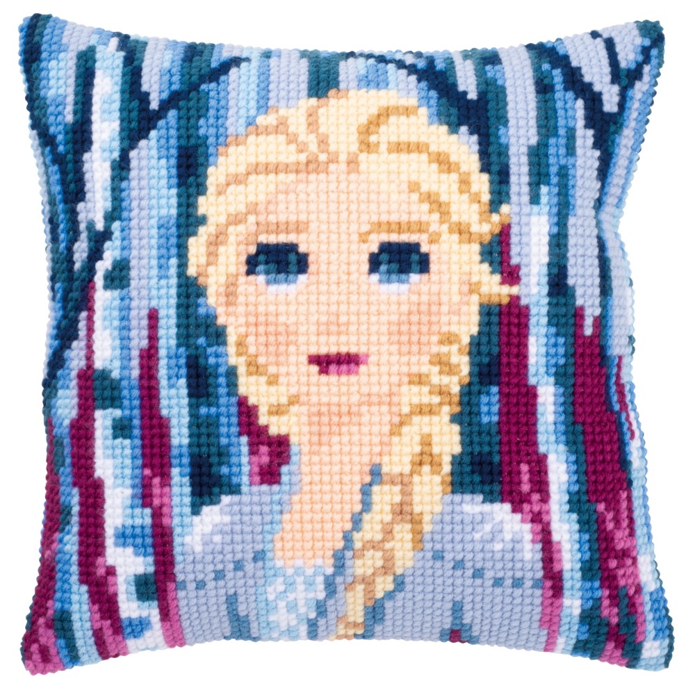 Cross Stitch Cushion cover: Frozen II Elsa (Vervaco). Cross Stitch / Tapestry