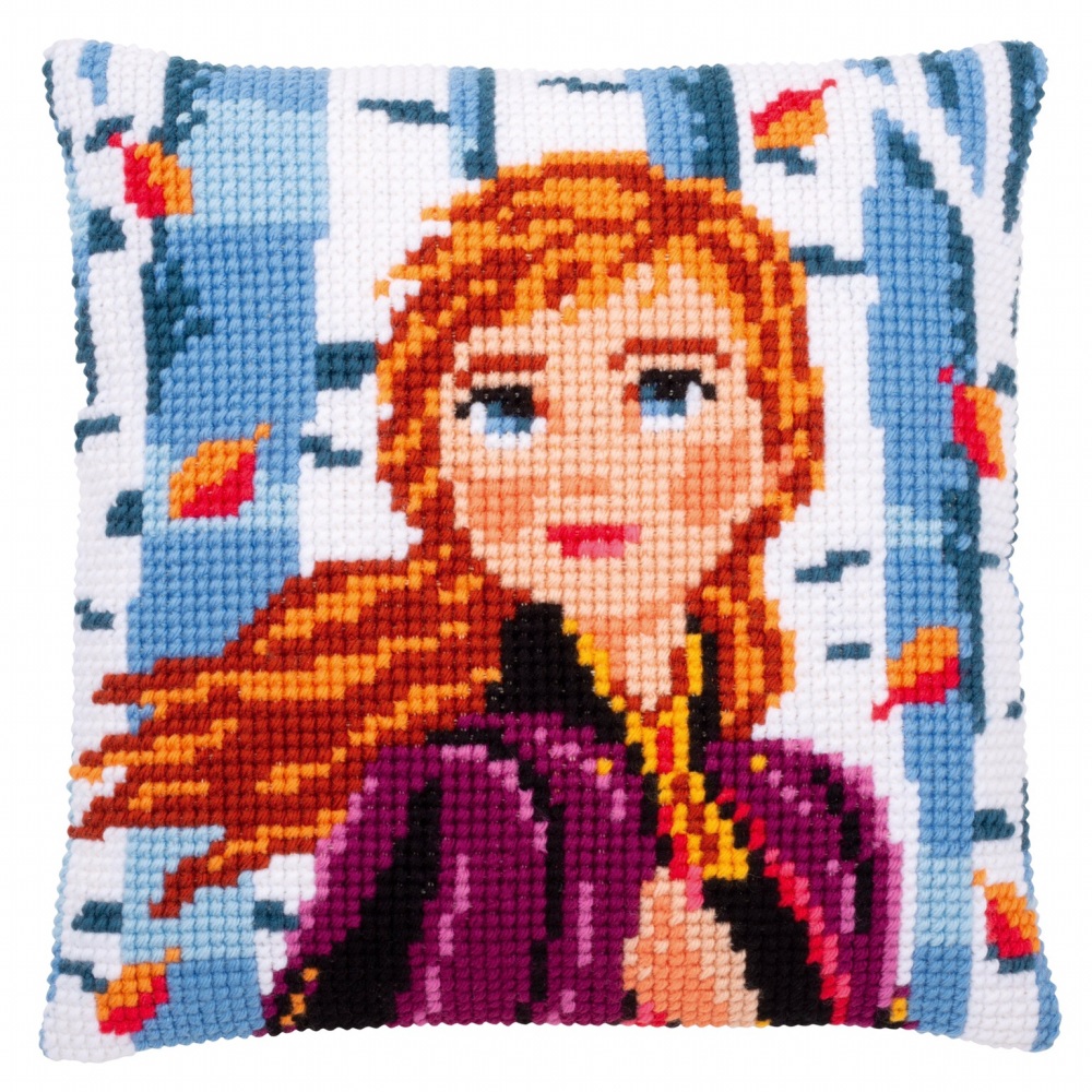 Cross Stitch Cushion cover: Frozen 2 - Anna (Vervaco). Cross Stitch / Tapes