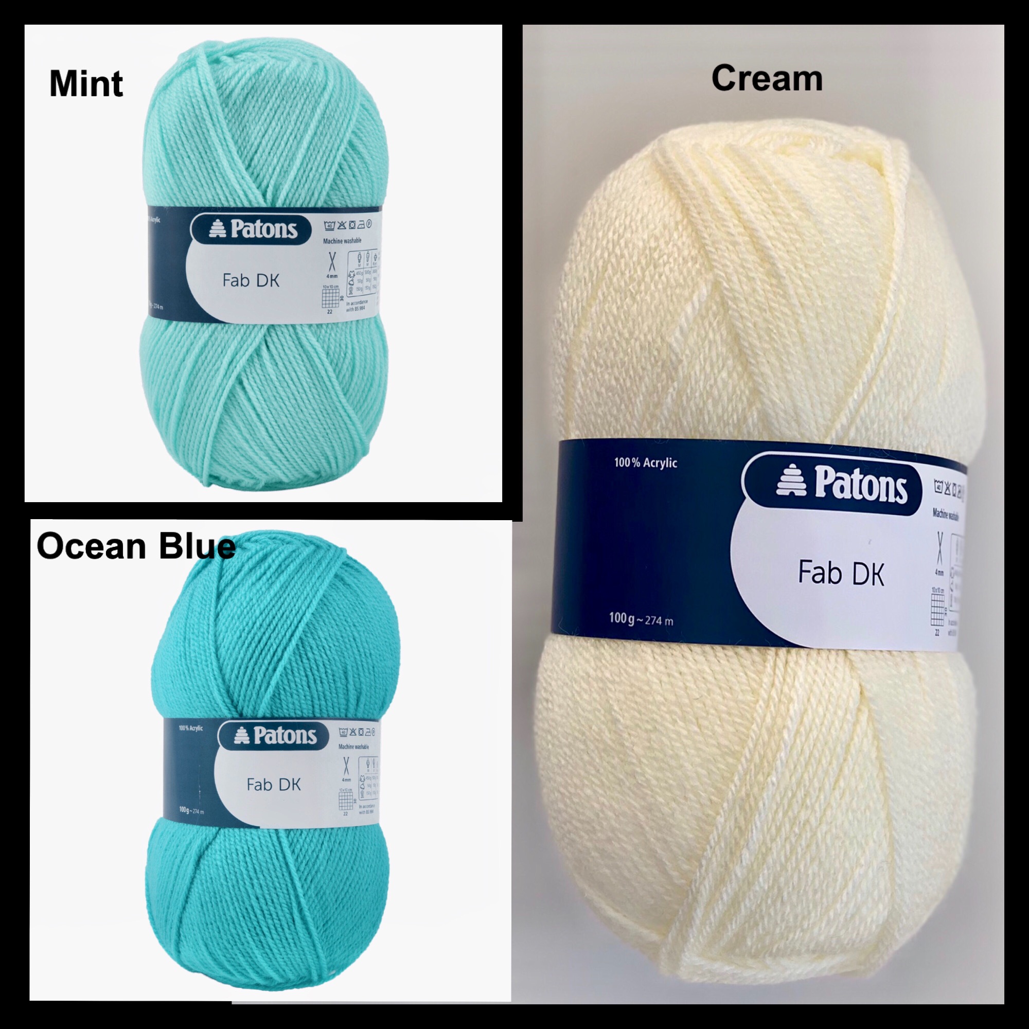 Patons fab dk cream mint loom knitting crochet yarn