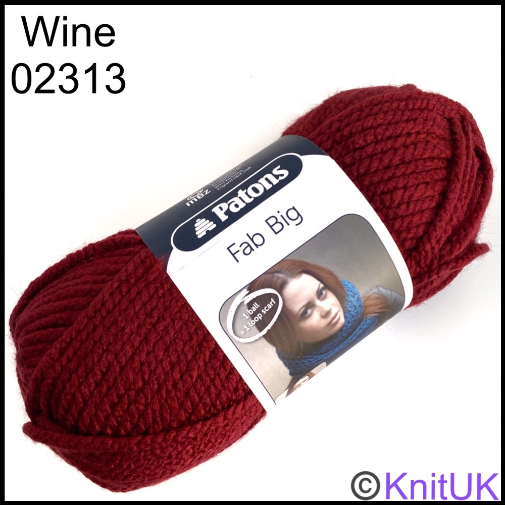 Patons Fab Big Wine super chunky loom knitting crochet yarn