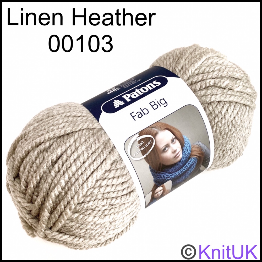 Patons fab big linen heather super chunky loom knitting crochet yarn
