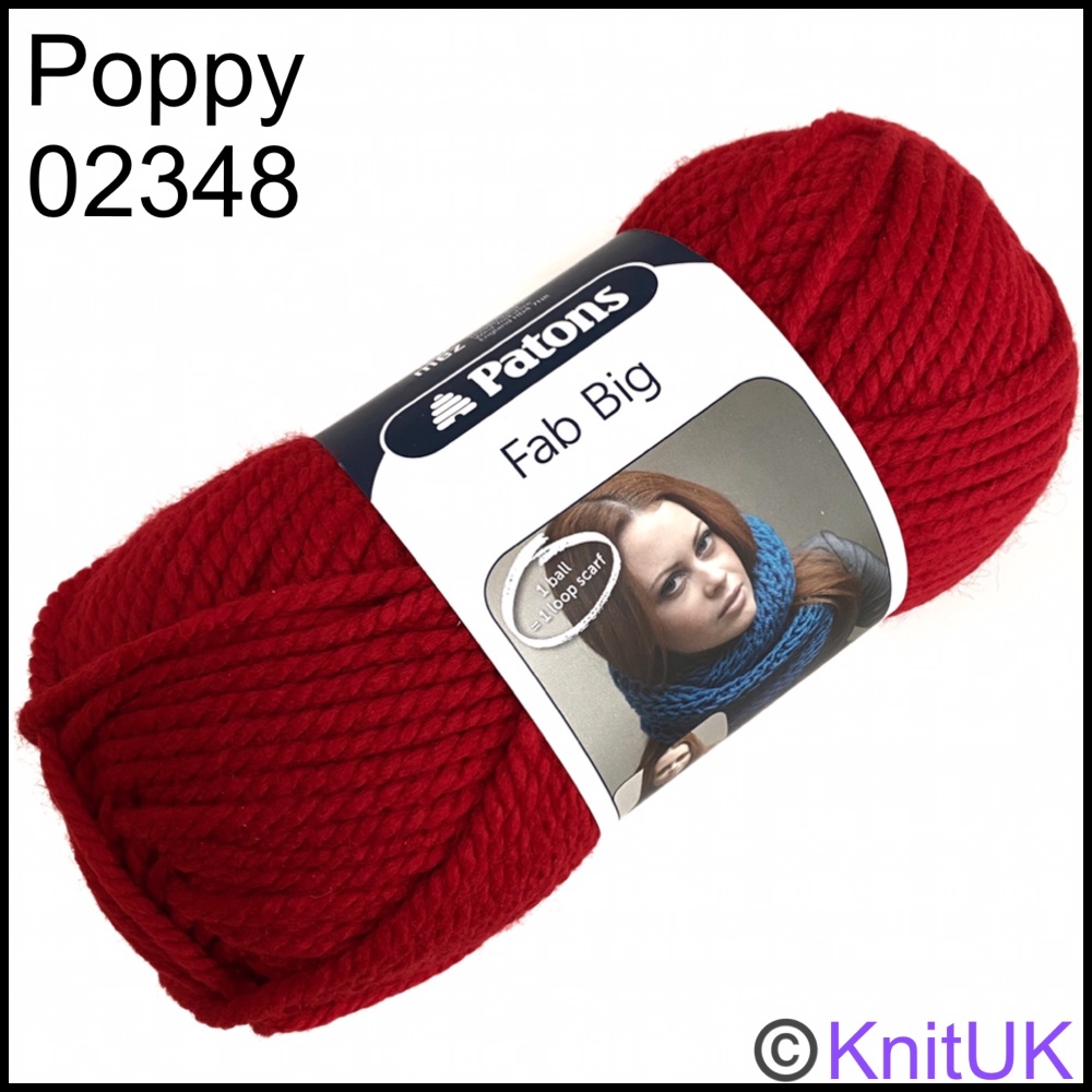 Patons fab big poppy super chunky loom knitting crochet yarn