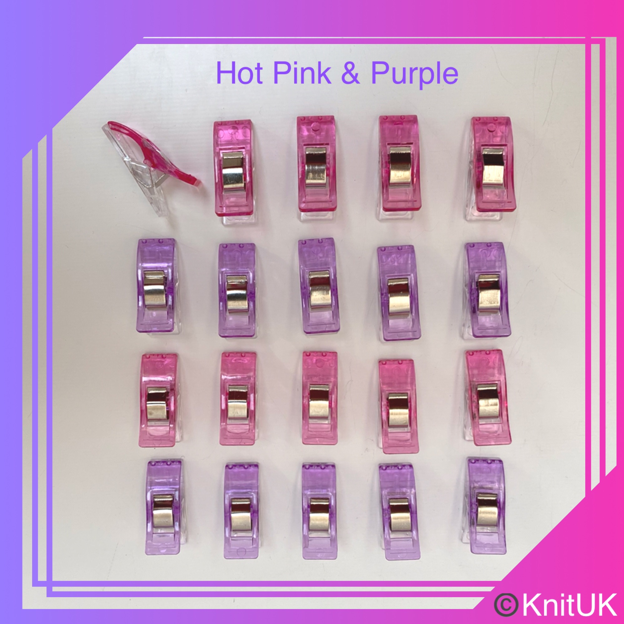 Knituk sewing clips hot pink purple