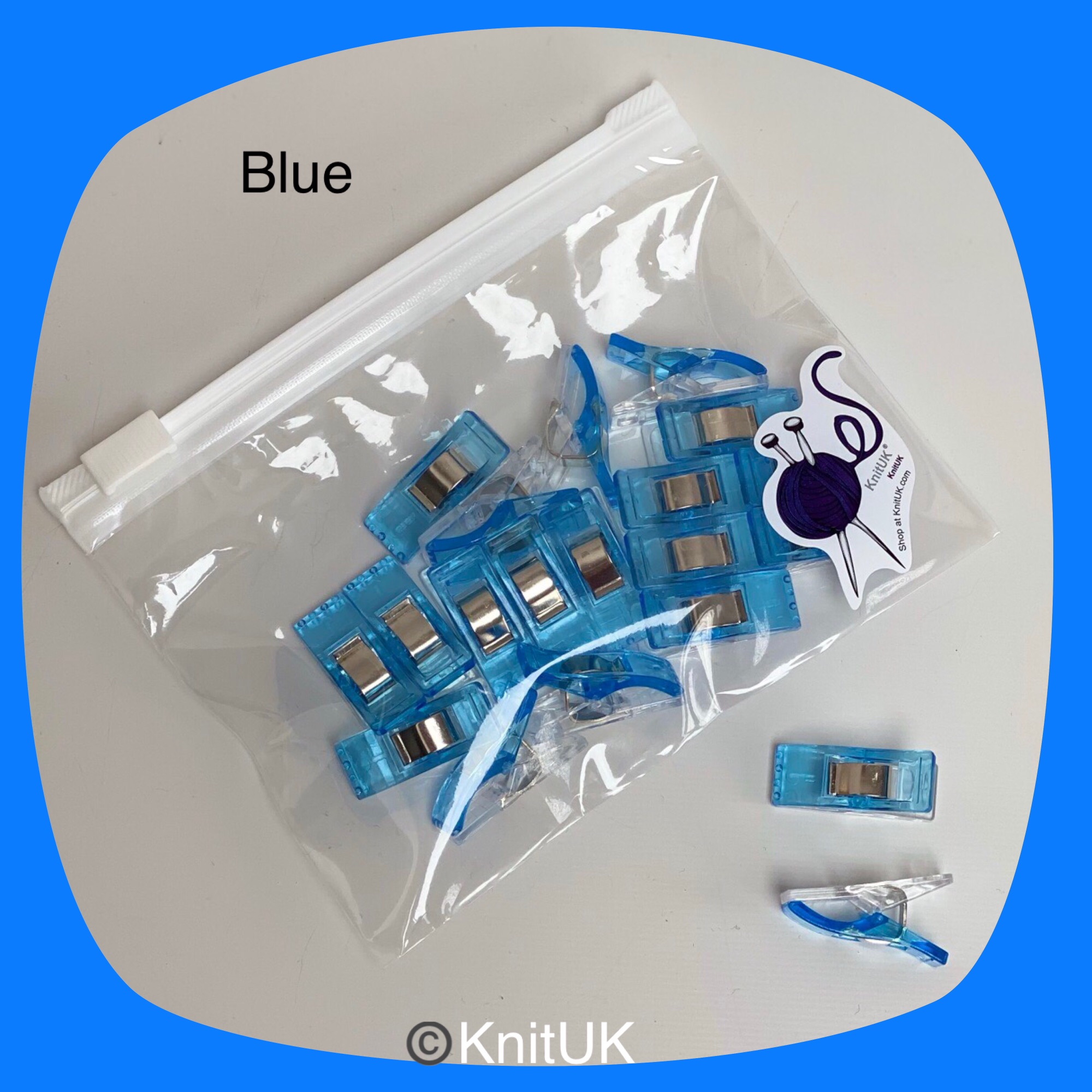 KnitUK sewing clip blue small