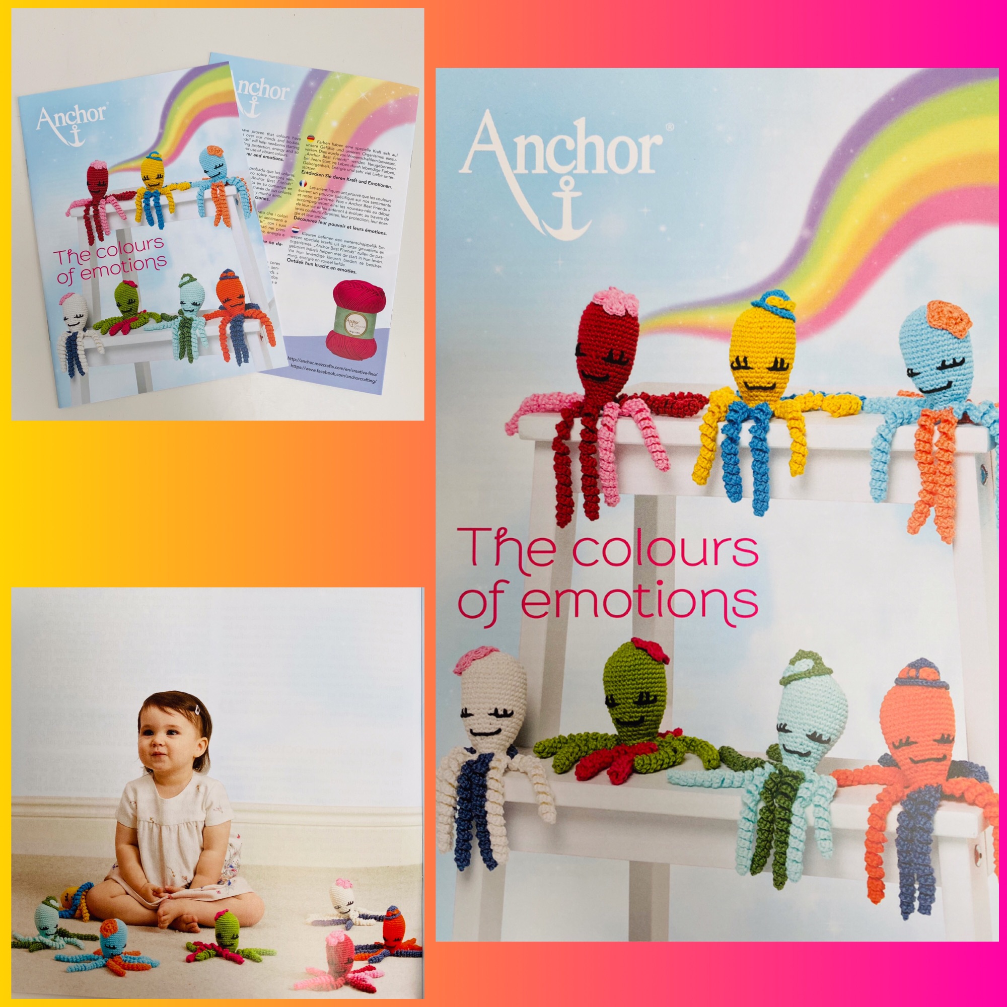 Anchor The colours of emotions octopus baby Creativa fino yarn crochet patt