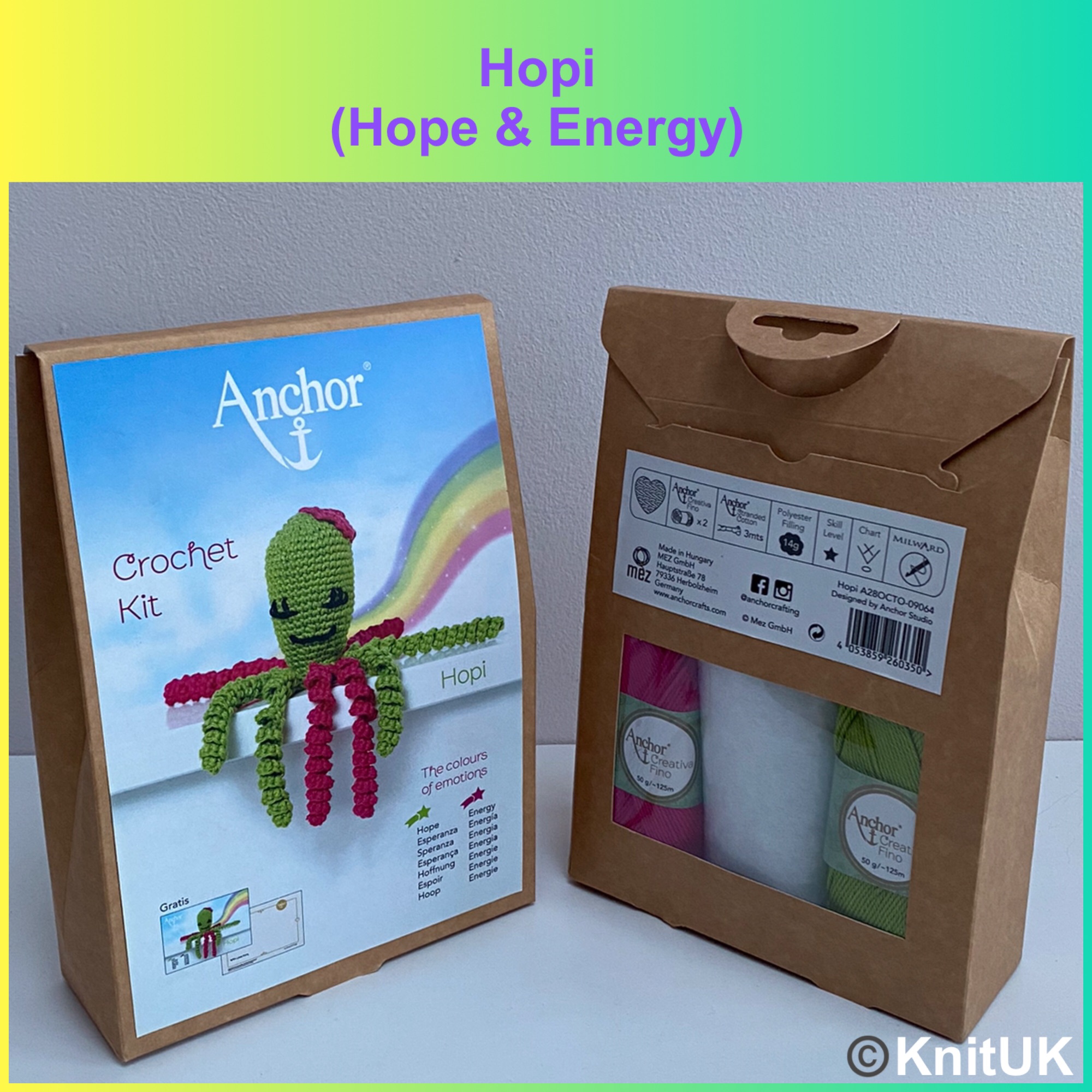 Anchor octopus crochet kit Hopi the colours of emotions Hope energy
