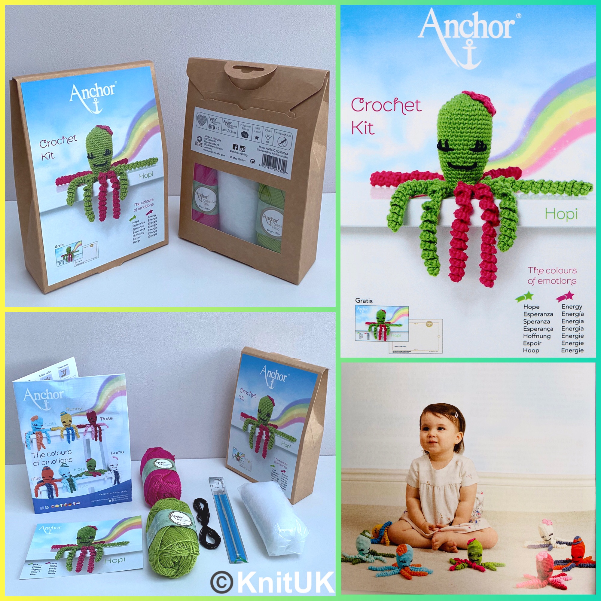 Anchor octopus crochet kit Hopi the colours of emotions