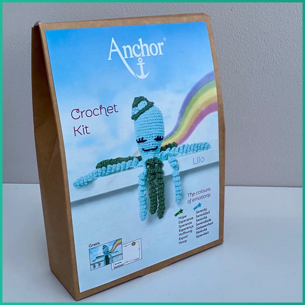 The Colours of emotions. Octopus Baby Collection. Crochet Kit Octopus. Lilo: dark Green / Mint . Anchor.