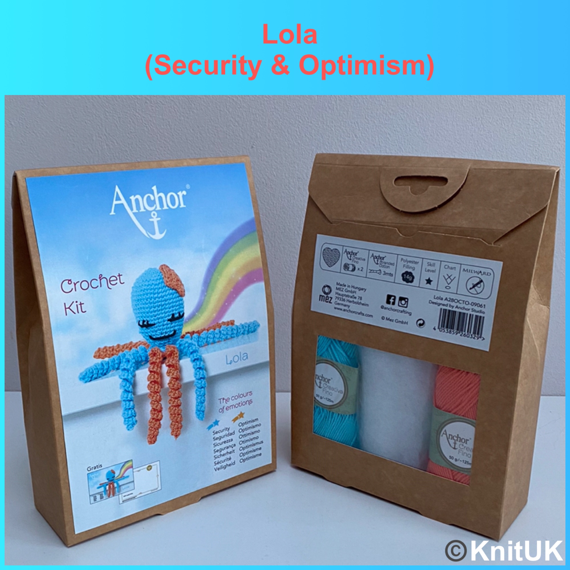 Anchor crochet kit octopus Lola the colours of emotions security optimism w