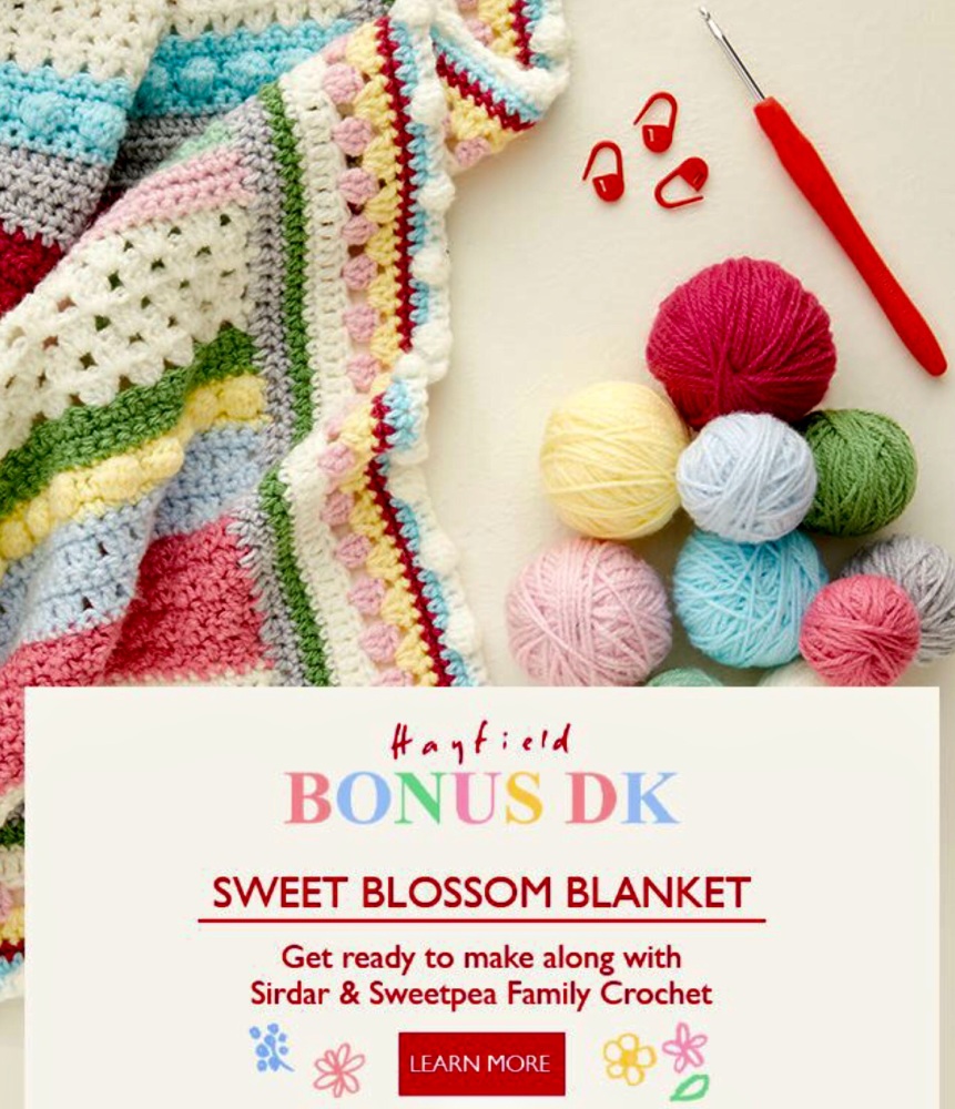 Sweet Blossom Blanket. Crochet Kit (FREE UK Delivery)