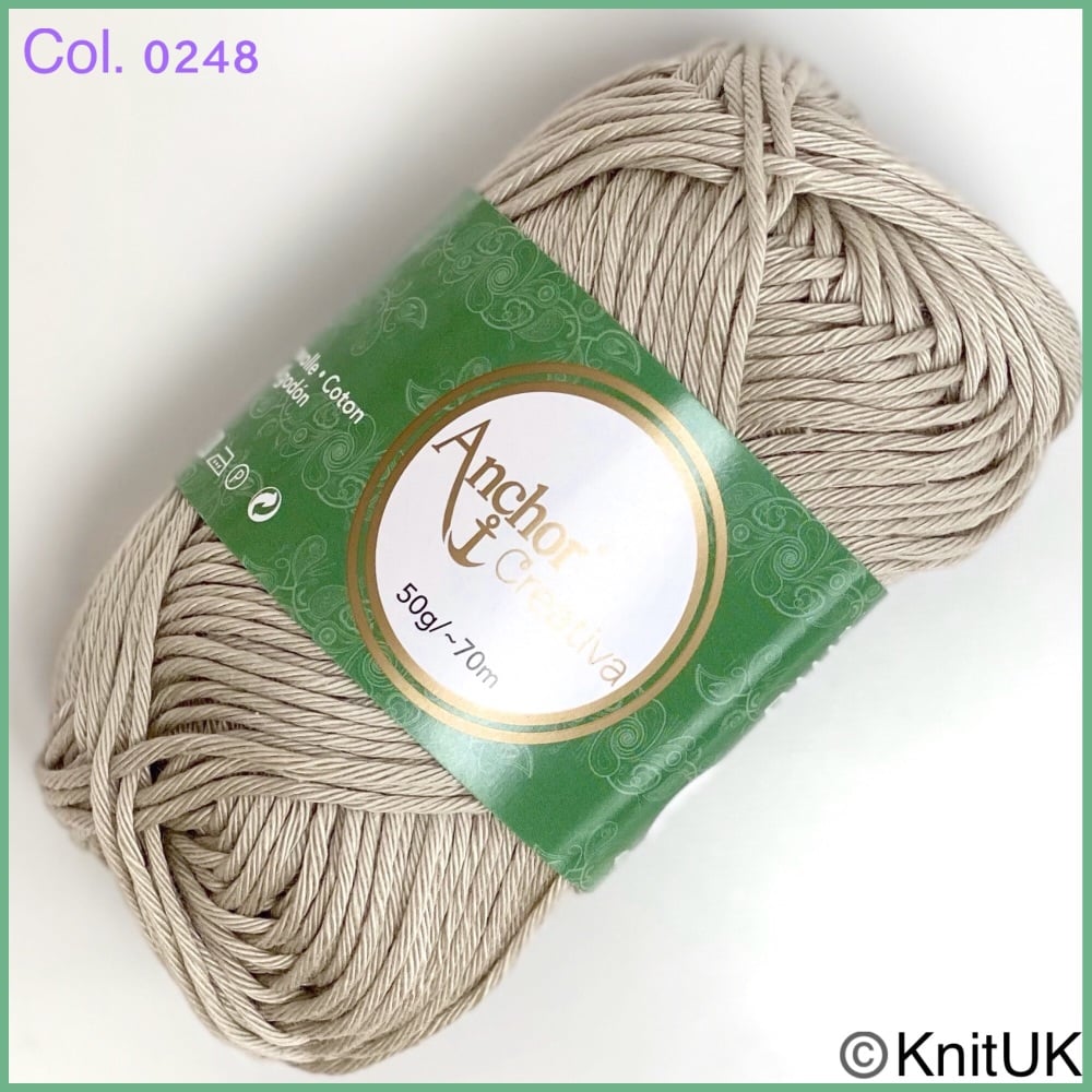 Anchor creativa fino 8 ply crochet cotton yarn sand colour 0248