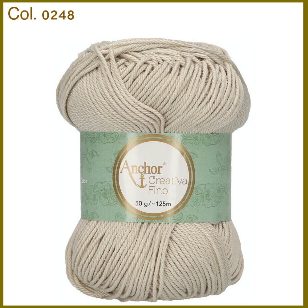 Anchor Creativa fino 4ply cotton crochet yarn 0248 linen colour