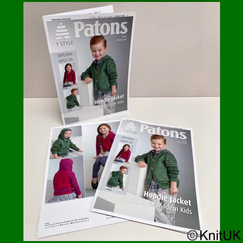 Patons Hoodie Jackets for Modern Kids baby boy girl knitting leaflet 3911
