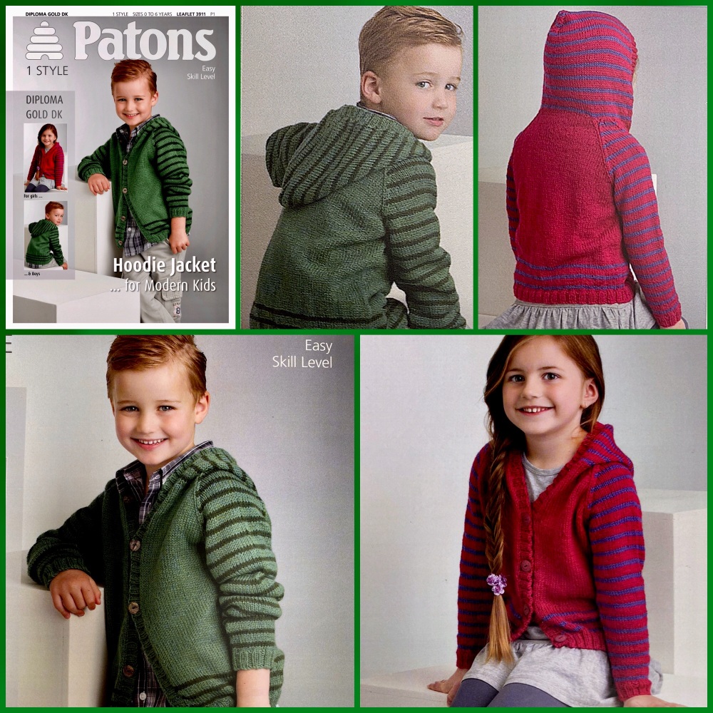 Patons Hoodie Jackets for Modern Kids design for baby boy girl knitting lea