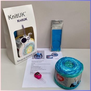 Knitting Kit - Denim Color Shawl (Beginner). Choose colour.
