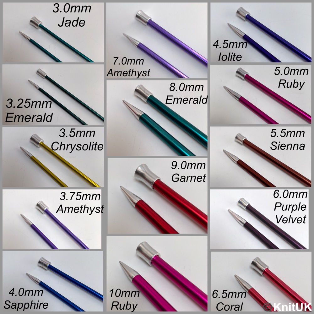 KnitPro Zing 35cm single-end knitting pins 3mm to 10mm aluminium needles