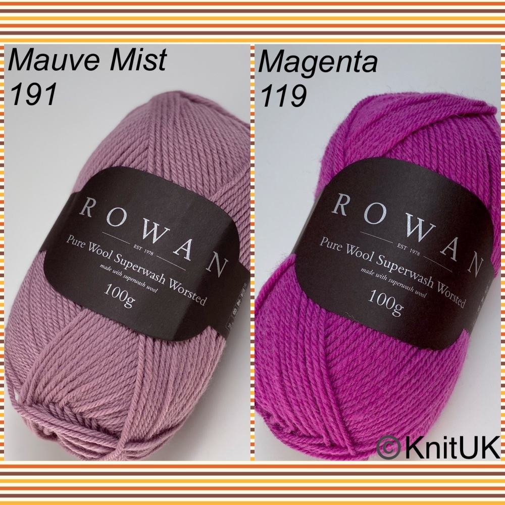 Rowan Pure Wool Superwash Worsted (100g). Wool yarn. Choose colour.