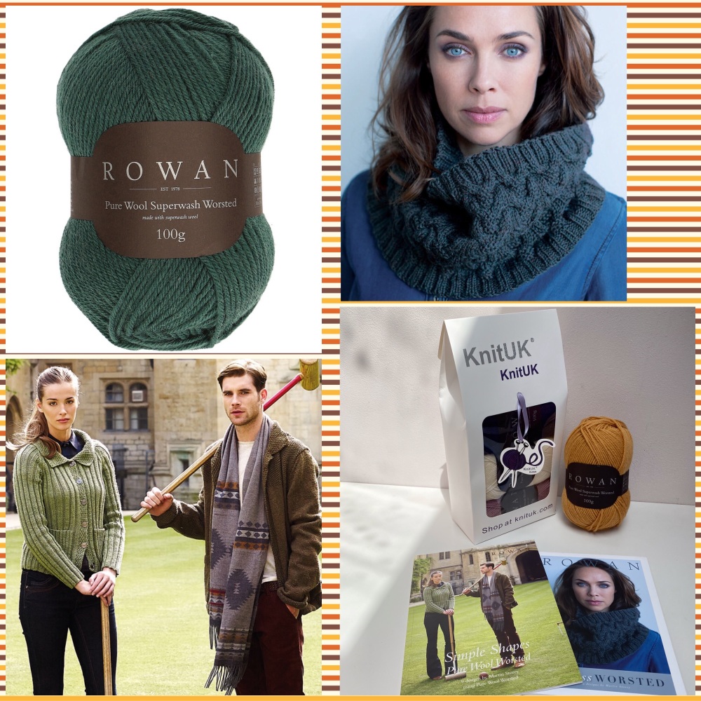 Rowan pure wool Superwash worsted knitting yarn patterns knituk box