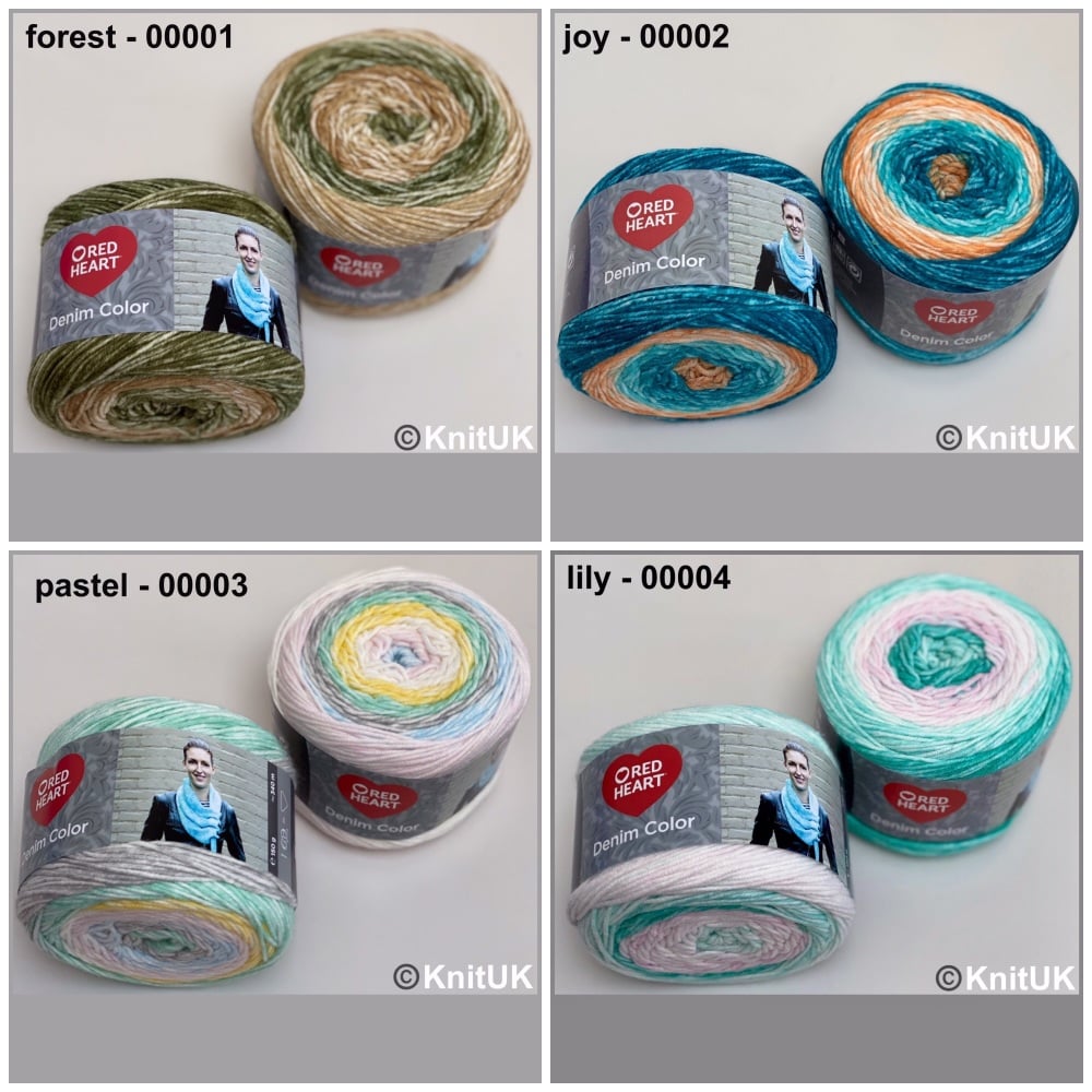 Red heart denim color forest joy pastel lily knitting yarn cakes