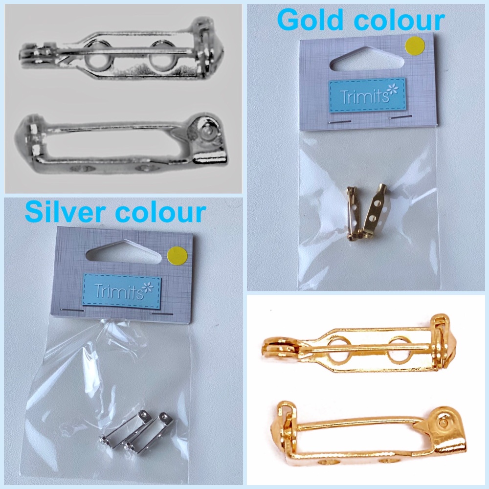 Trimits brooch bar silver gold colours 25mm