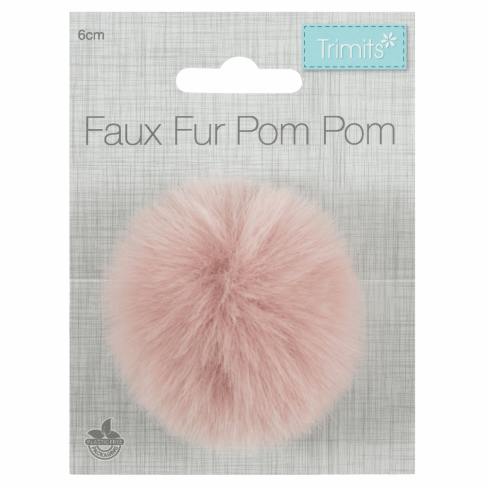 Pom Pom. Faux Fur: 6cm (Medium). Trimits. Choose colour.