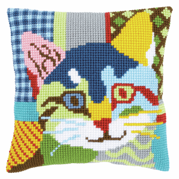 Cross Stitch Cushion: Modern Cat (Vervaco). Tapestry