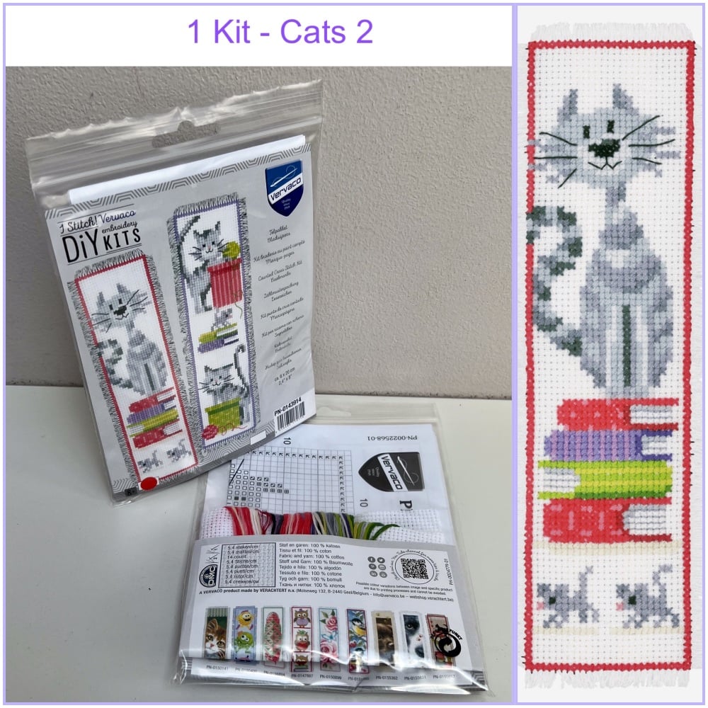 Vervaco counted cross stitch kit bookmark cats 2 DIY embroidery kit