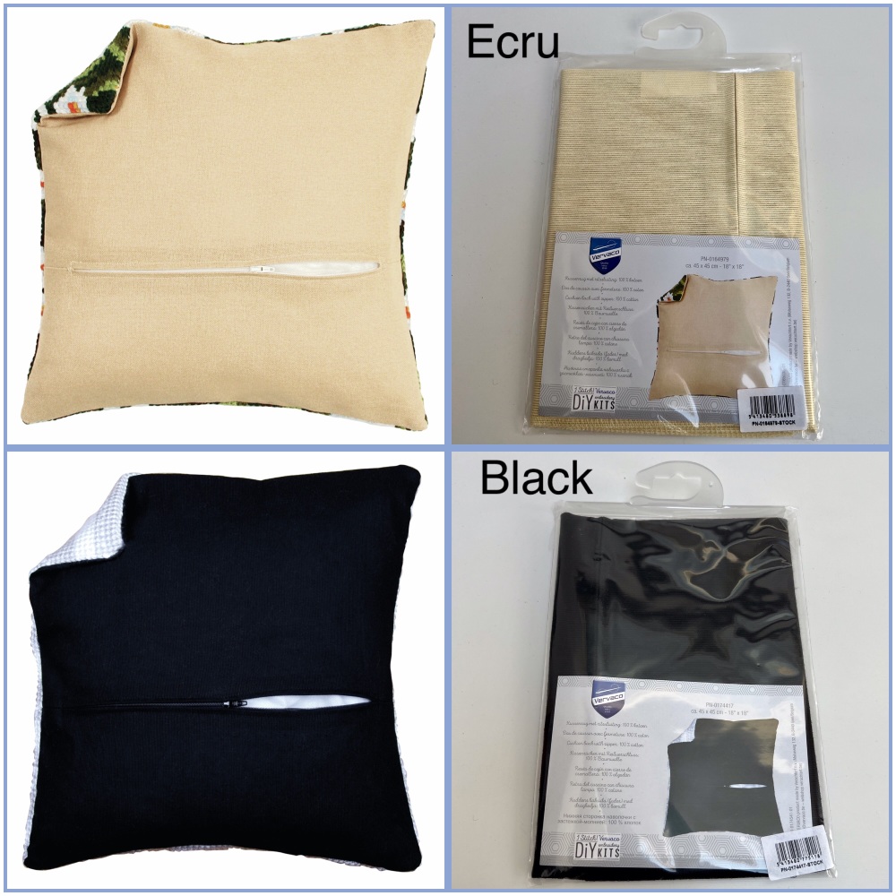 Vervaco cushion back with zipper black ecru