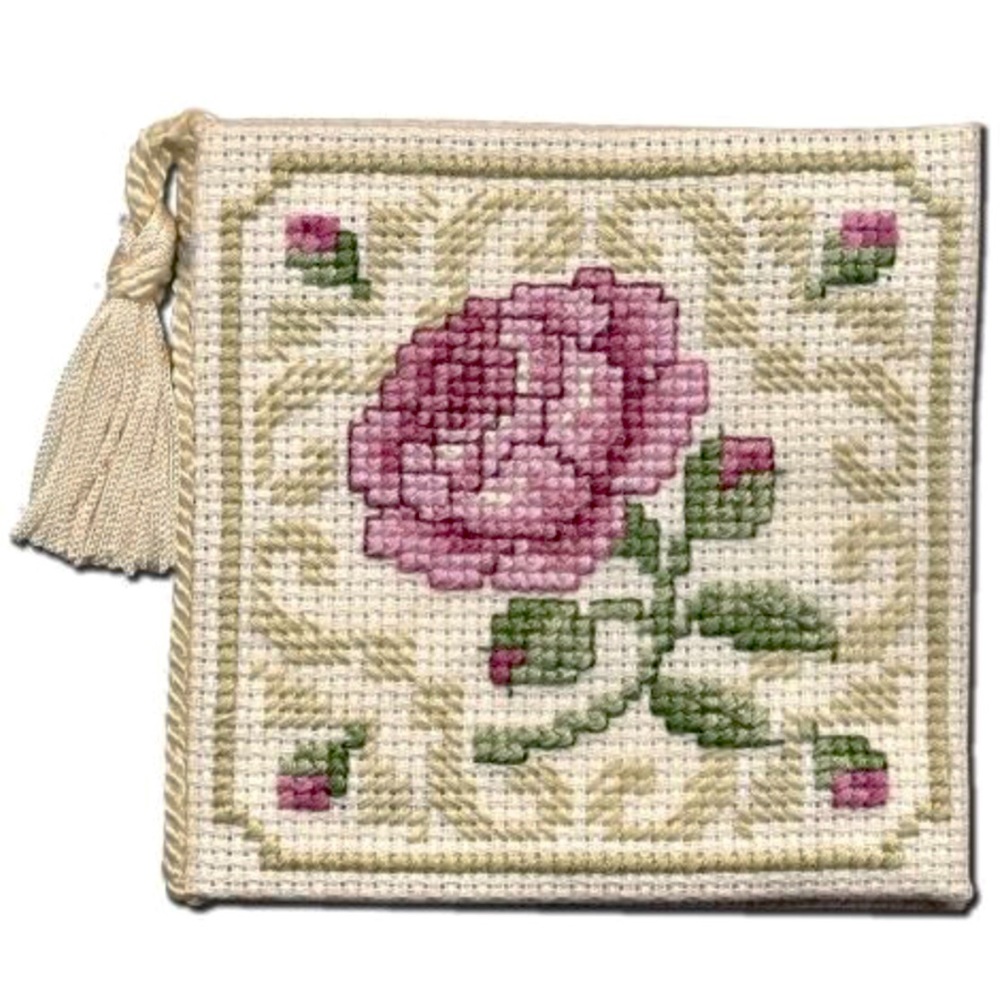 Needle Case Damask Rose. Cross Stitch Kit by Textile Heritage.