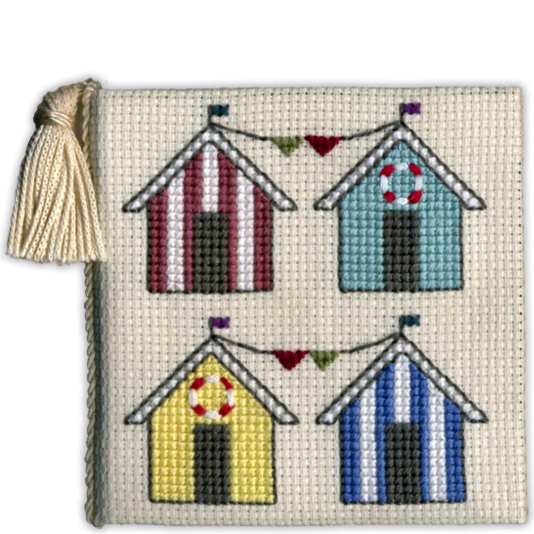 Needle Case Beach Huts Cross Stitch Kit by Textile Heritage.