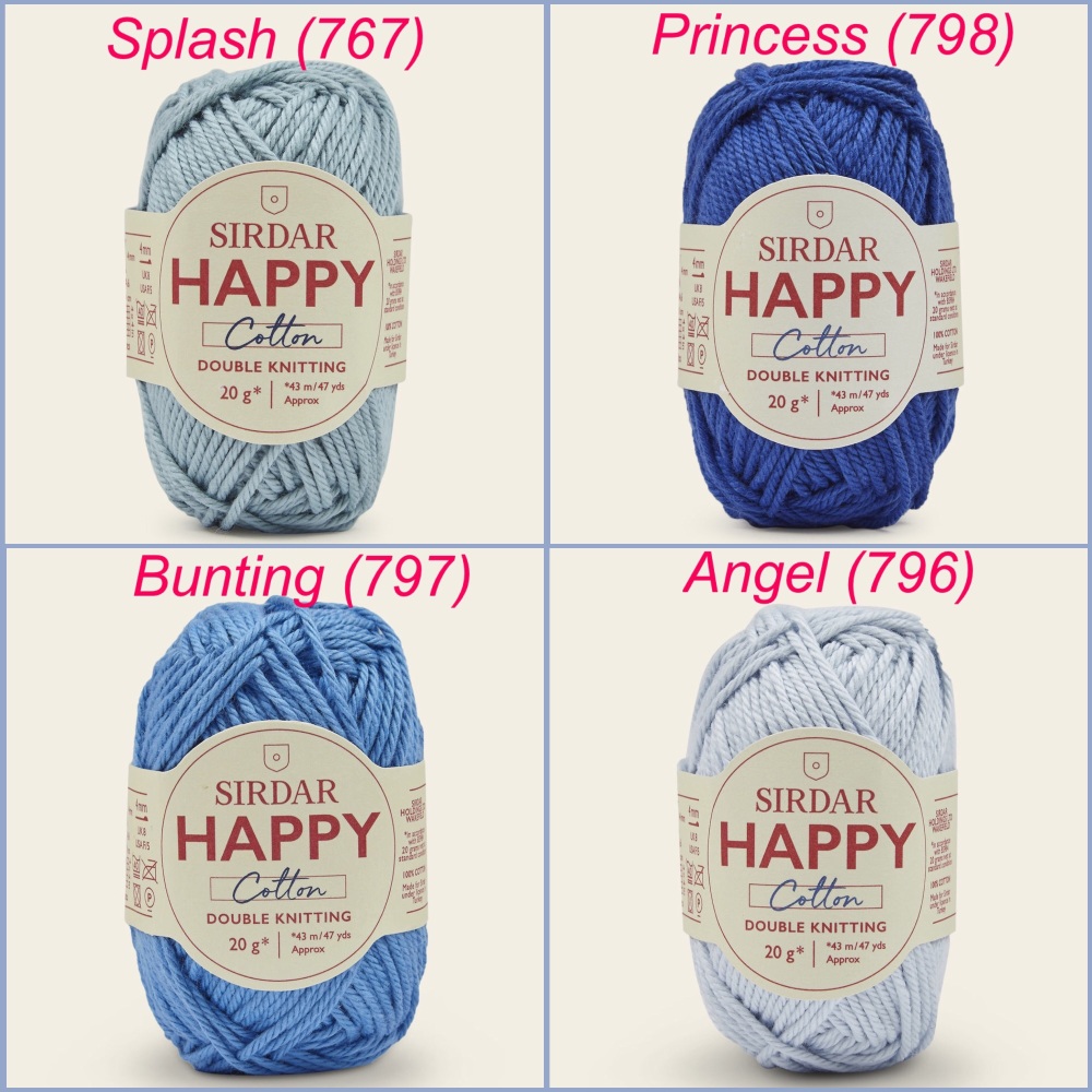 Sirdar Happy cotton dk yarn splash princess bunting angel colours