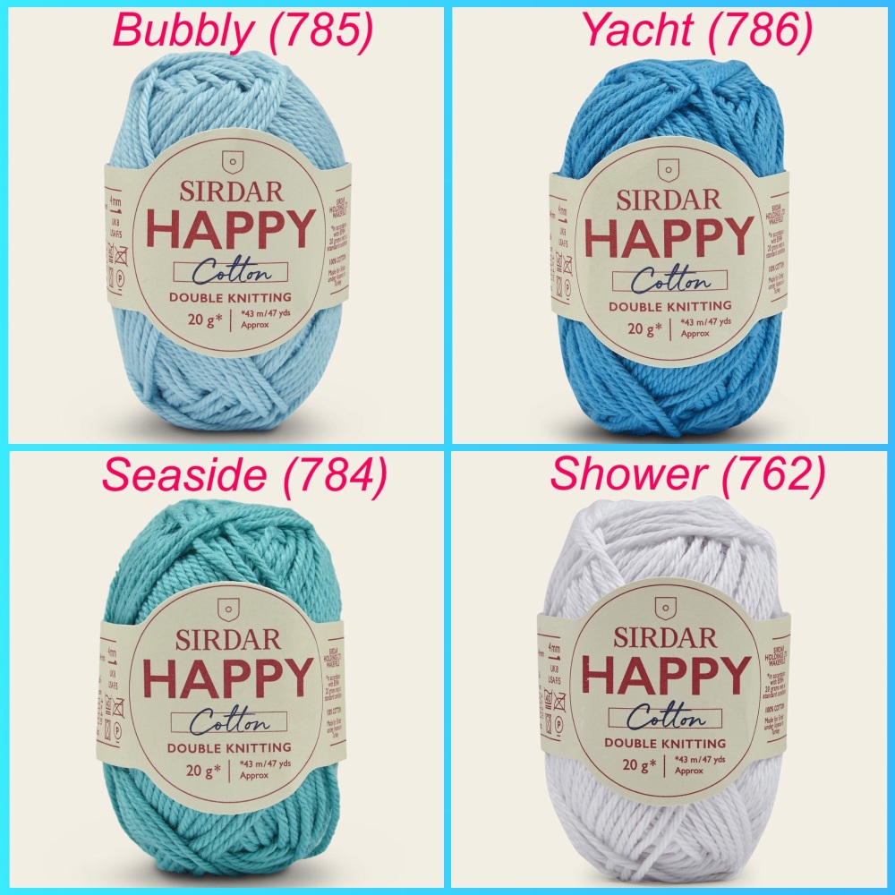 Sirdar Happy cotton dk bubbly yacht seaside shower colours