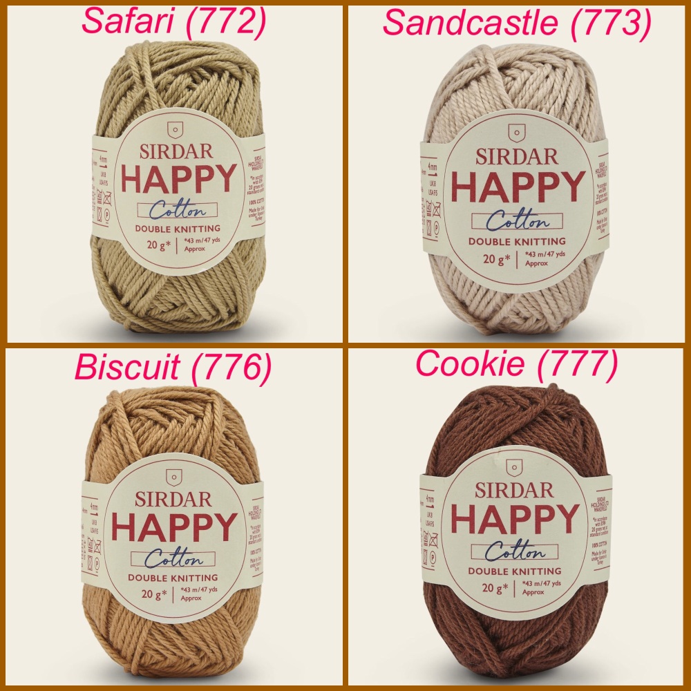 Sirdar Happy cotton dk yarn safari sandcastle biscuit cookie colours