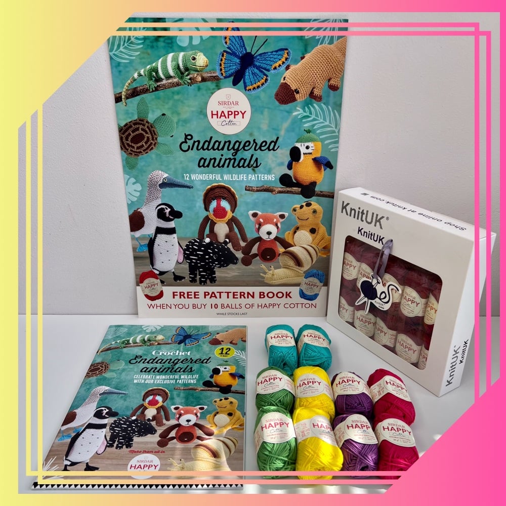 Sirdar happy cotton dk free book endangered animals with 10 crochet yarn ba