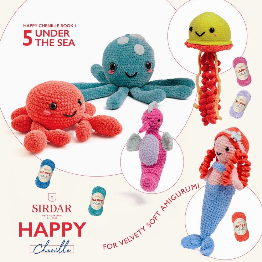  Sirdar Happy Chenille Book 1 - UNDER THE SEA. Crochet
