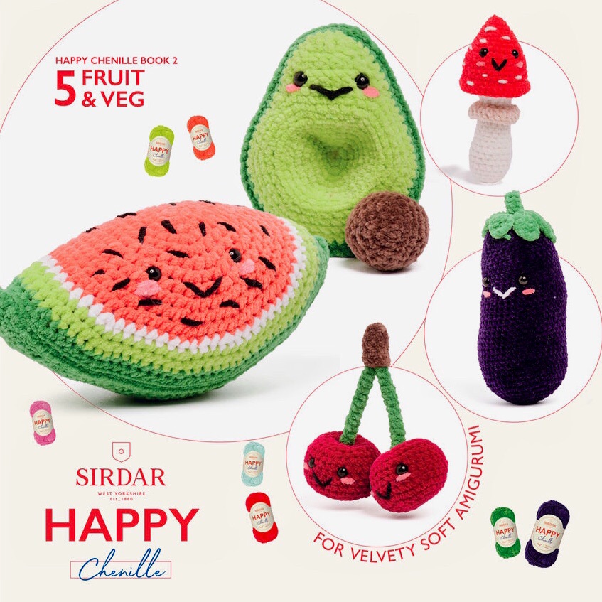  Sirdar Happy Chenille Book 2 FRUIT & VEG. Crochet