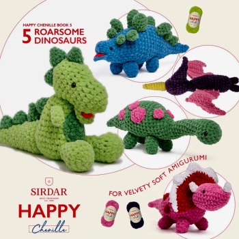  Sirdar Happy Chenille Book 5 - ROARSOME DINOSAURS. Crochet