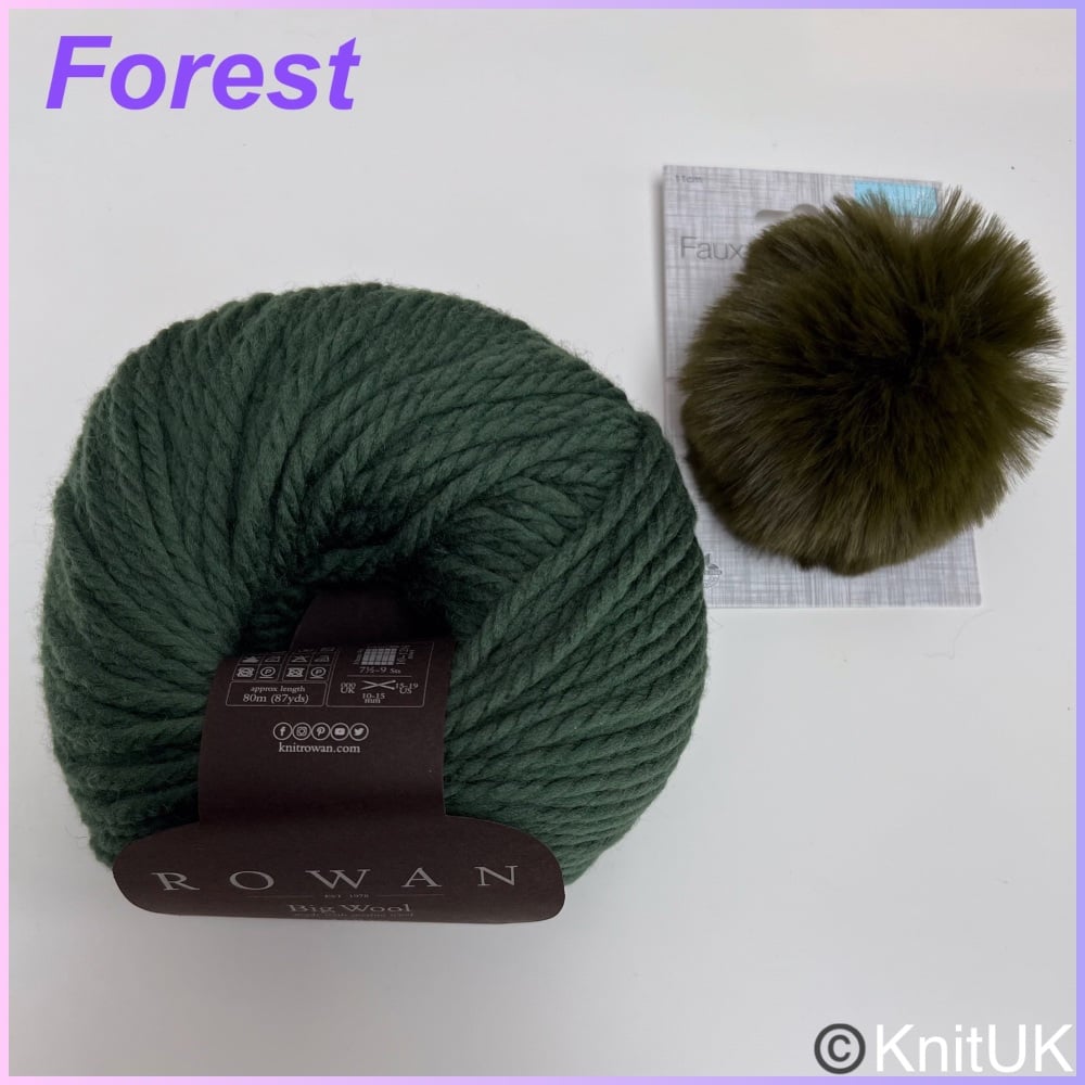 Knituk knitting loom kit hat for her forest big wool khaki pompom