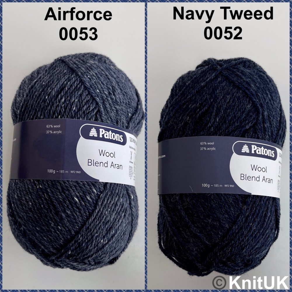 Patons Wool Blend Aran airforce navy tweed knitting yarn