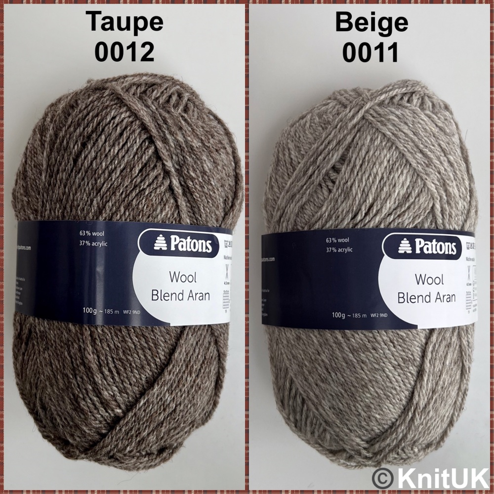Patons Wool Blend Aran taupe beige knitting yarn