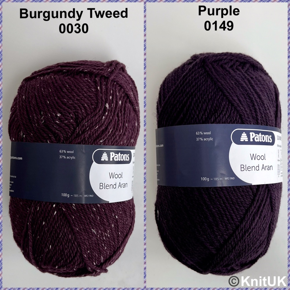 Patons Wool Blend Aran burgundy tweed purple knitting yarn