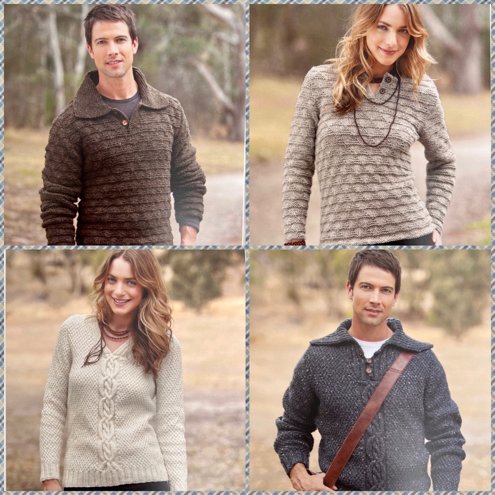 Patons texture stitch in wool blend aran knitting pattern 3740 sweaters for
