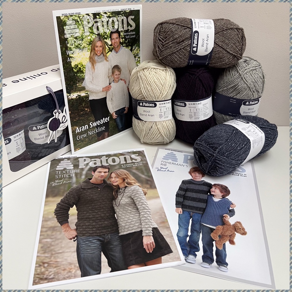 Patons wool blend aran yarn knitting leaflets patterns