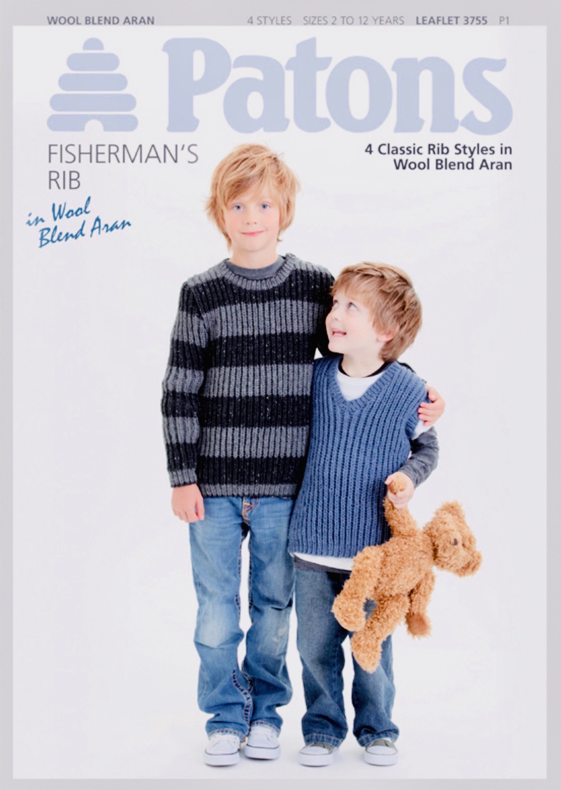 Patons Fisherman’s Rib in Wool Blend Aran. 4 Styles.  Leaflet 3916. Knittin