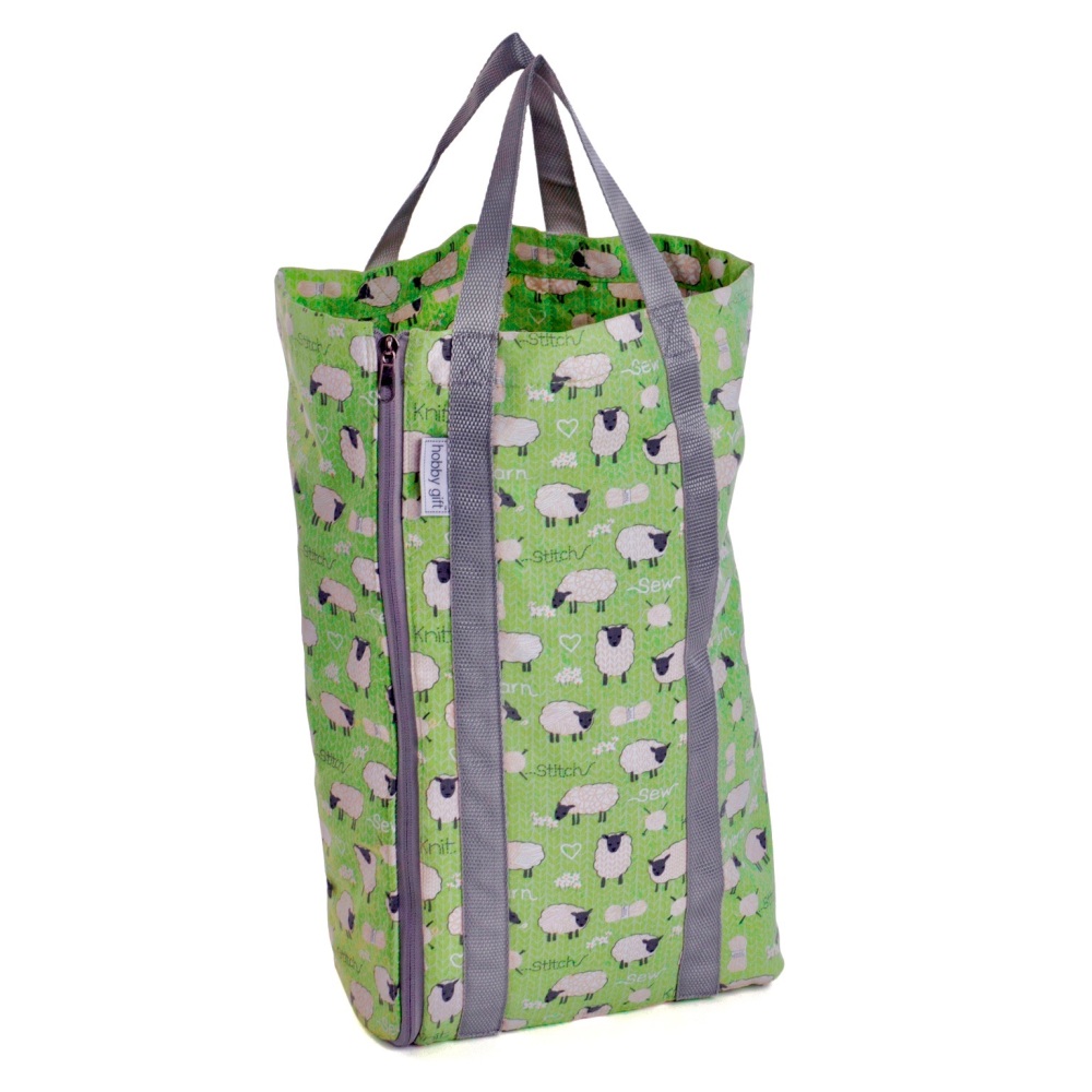 Knitting Bag with Pin Storage: Reversible. Design: Sheep (Hobby Gift).
