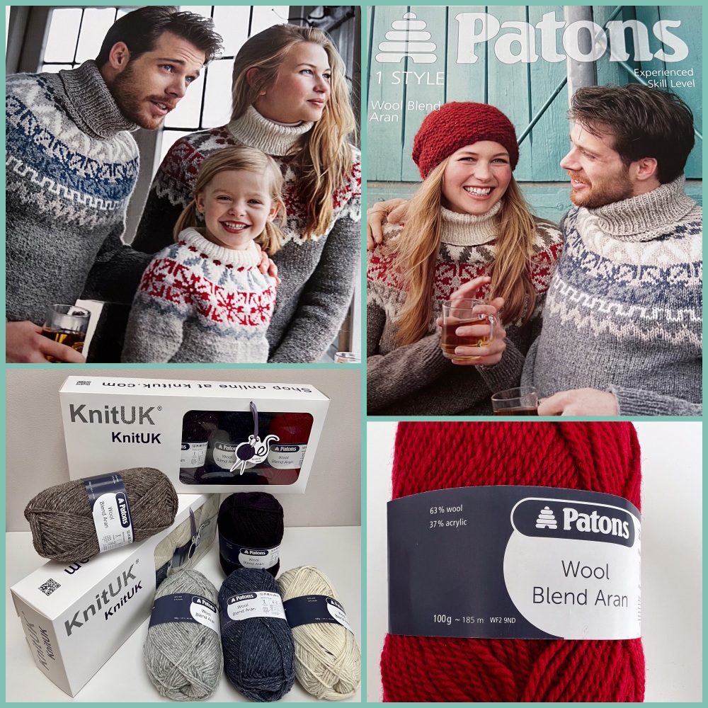 Patons Family Fairisle Jumpers knitting pattern 4042 in wool blend aran kni